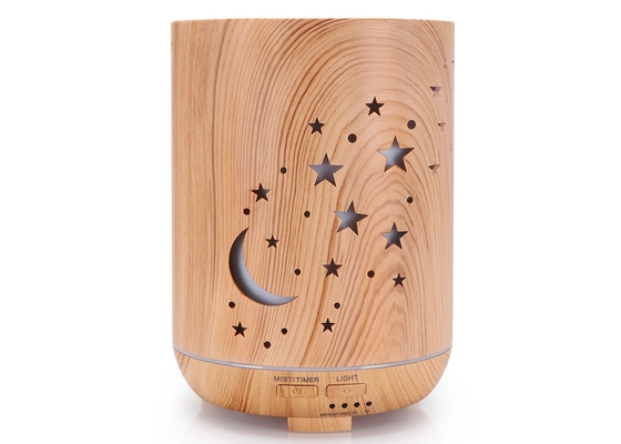 Hollow Star Moon Design Wood Essential Oil Cool Mist Air Scent Diffuser Machine